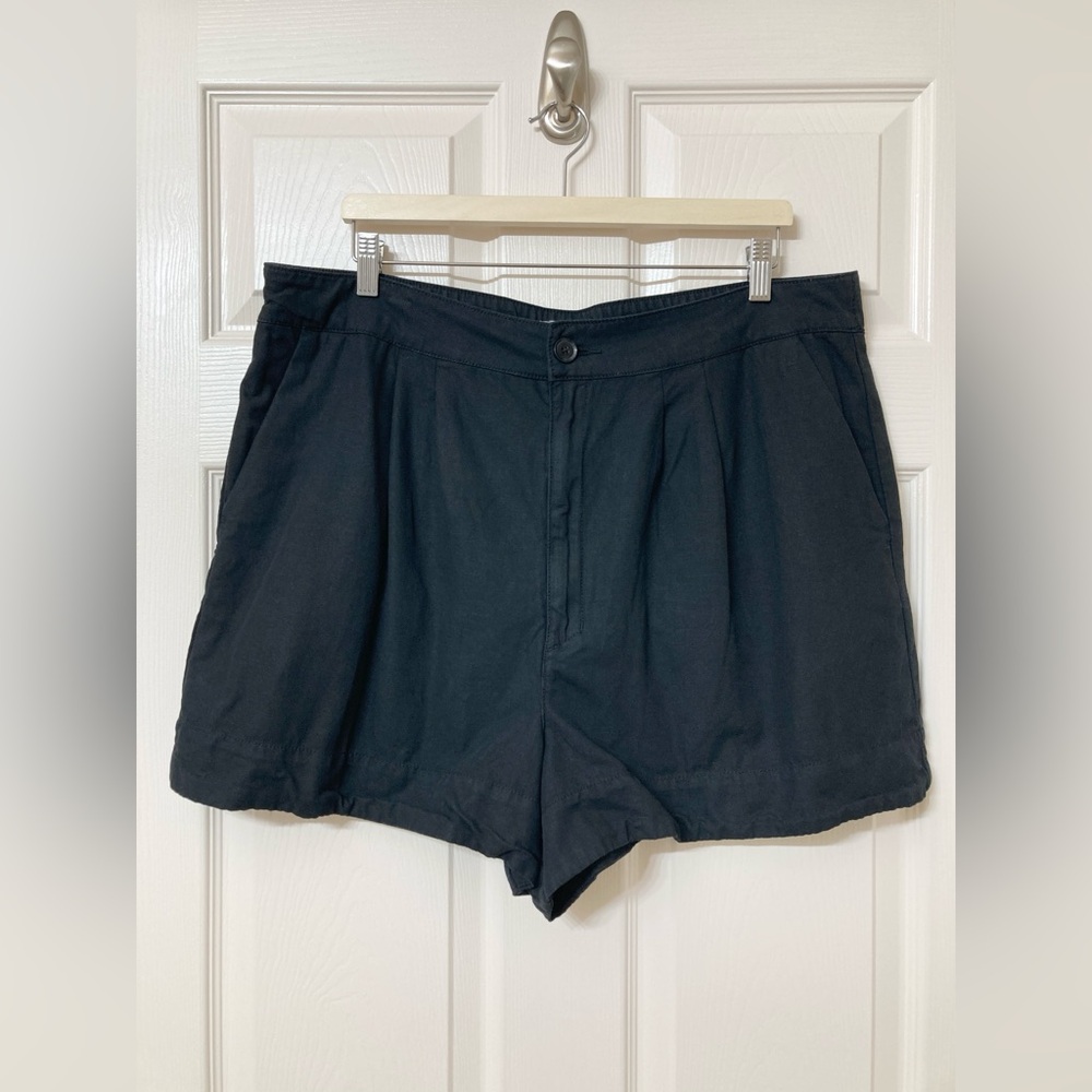 Joie Women’s Black Linen Blend High Rise Pleated Shorts Size XL Vacation Coastal